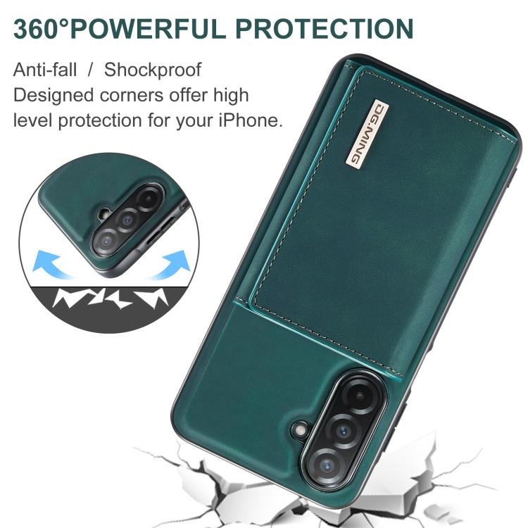 For Samsung Galaxy A26 5G DG.MING M1 Series 3-Fold Multi Card Wallet + Magnetic Phone Case(Green) - Galaxy Phone Cases by DG.MING | Online Shopping UK | buy2fix