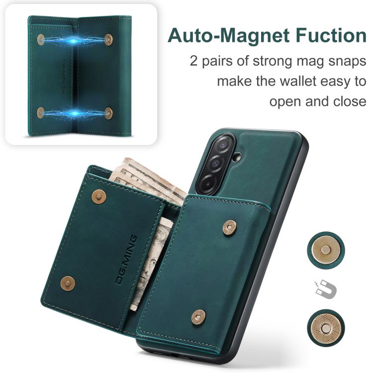 For Samsung Galaxy A26 5G DG.MING M1 Series 3-Fold Multi Card Wallet + Magnetic Phone Case(Green) - Galaxy Phone Cases by DG.MING | Online Shopping UK | buy2fix