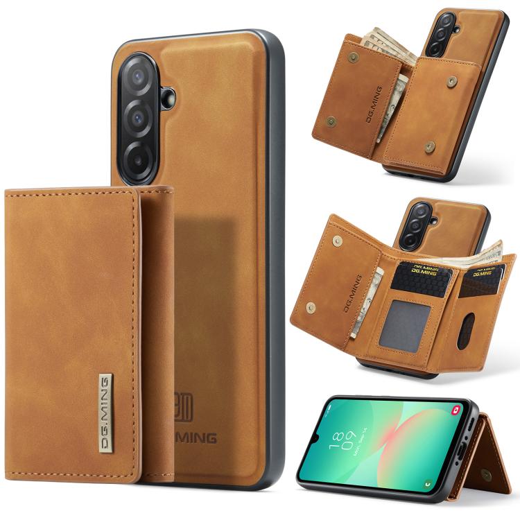 For Samsung Galaxy A26 5G DG.MING M1 Series 3-Fold Multi Card Wallet + Magnetic Phone Case(Brown) - Galaxy Phone Cases by DG.MING | Online Shopping UK | buy2fix