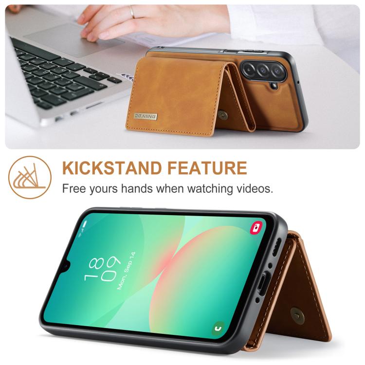 For Samsung Galaxy A26 5G DG.MING M1 Series 3-Fold Multi Card Wallet + Magnetic Phone Case(Brown) - Galaxy Phone Cases by DG.MING | Online Shopping UK | buy2fix