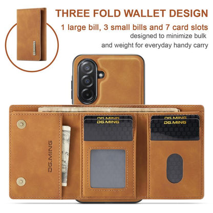 For Samsung Galaxy A26 5G DG.MING M1 Series 3-Fold Multi Card Wallet + Magnetic Phone Case(Brown) - Galaxy Phone Cases by DG.MING | Online Shopping UK | buy2fix