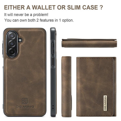 For Samsung Galaxy A26 5G DG.MING M1 Series 3-Fold Multi Card Wallet + Magnetic Phone Case(Coffee) - Galaxy Phone Cases by DG.MING | Online Shopping UK | buy2fix