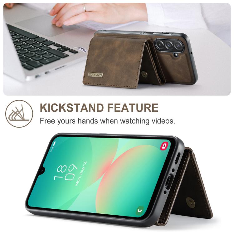 For Samsung Galaxy A26 5G DG.MING M1 Series 3-Fold Multi Card Wallet + Magnetic Phone Case(Coffee) - Galaxy Phone Cases by DG.MING | Online Shopping UK | buy2fix