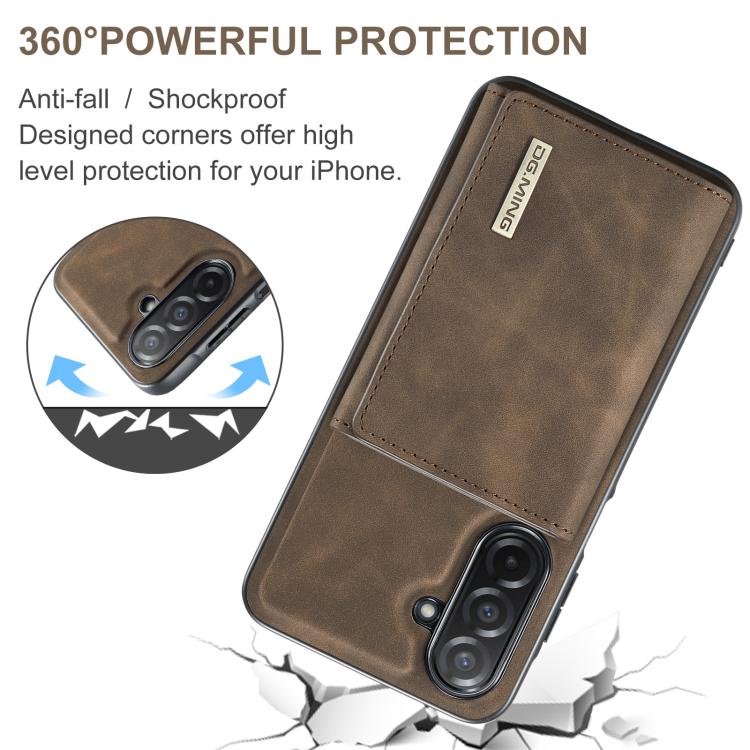 For Samsung Galaxy A26 5G DG.MING M1 Series 3-Fold Multi Card Wallet + Magnetic Phone Case(Coffee) - Galaxy Phone Cases by DG.MING | Online Shopping UK | buy2fix