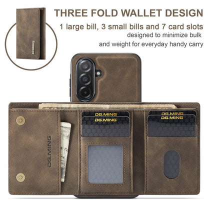 For Samsung Galaxy A26 5G DG.MING M1 Series 3-Fold Multi Card Wallet + Magnetic Phone Case(Coffee) - Galaxy Phone Cases by DG.MING | Online Shopping UK | buy2fix