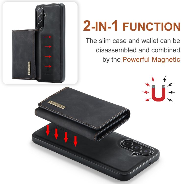 For Samsung Galaxy A26 5G DG.MING M1 Series 3-Fold Multi Card Wallet + Magnetic Phone Case(Black) - Galaxy Phone Cases by DG.MING | Online Shopping UK | buy2fix