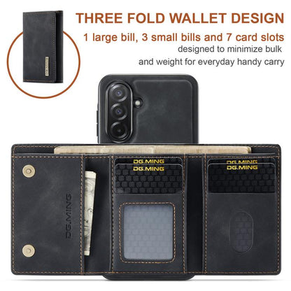 For Samsung Galaxy A26 5G DG.MING M1 Series 3-Fold Multi Card Wallet + Magnetic Phone Case(Black) - Galaxy Phone Cases by DG.MING | Online Shopping UK | buy2fix
