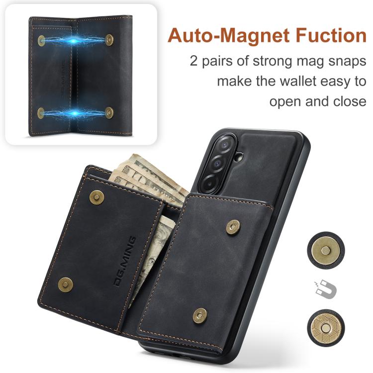 For Samsung Galaxy A26 5G DG.MING M1 Series 3-Fold Multi Card Wallet + Magnetic Phone Case(Black) - Galaxy Phone Cases by DG.MING | Online Shopping UK | buy2fix