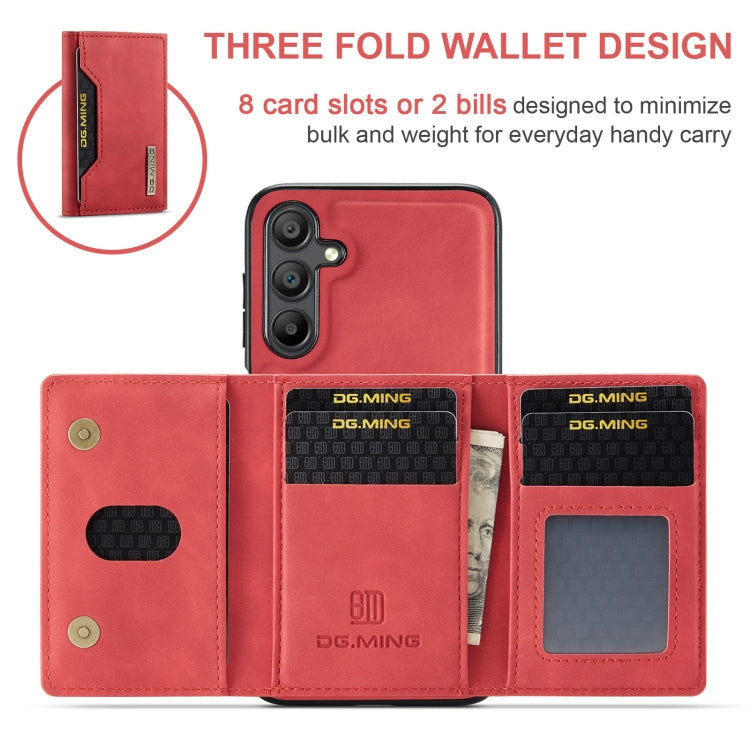 For Samsung Galaxy A16 5G DG.MING M2 Series 3-Fold Multi Card Bag + Magnetic Phone Case(Red) - Galaxy Phone Cases by DG.MING | Online Shopping UK | buy2fix