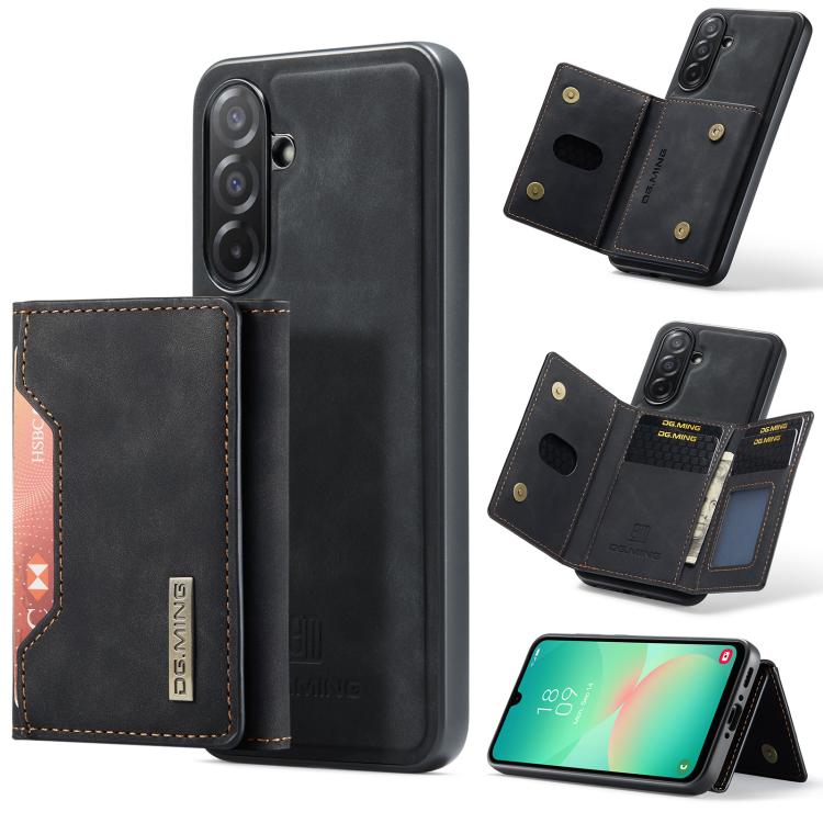 For Samsung Galaxy A26 5G DG.MING M2 Series 3-Fold Multi Card Bag + Magnetic Phone Case(Black) - Galaxy Phone Cases by DG.MING | Online Shopping UK | buy2fix