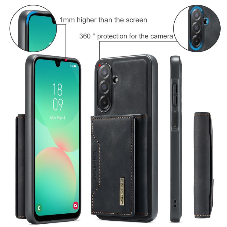 For Samsung Galaxy A26 5G DG.MING M2 Series 3-Fold Multi Card Bag + Magnetic Phone Case(Black) - Galaxy Phone Cases by DG.MING | Online Shopping UK | buy2fix