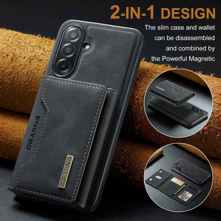 For Samsung Galaxy A26 5G DG.MING M2 Series 3-Fold Multi Card Bag + Magnetic Phone Case(Black) - Galaxy Phone Cases by DG.MING | Online Shopping UK | buy2fix