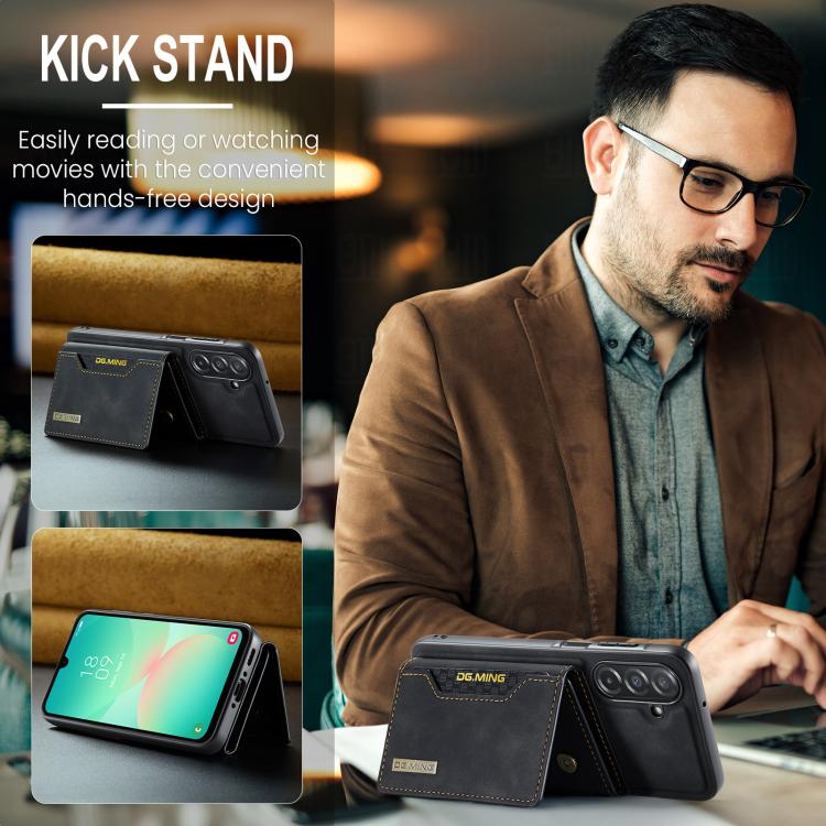 For Samsung Galaxy A26 5G DG.MING M2 Series 3-Fold Multi Card Bag + Magnetic Phone Case(Black) - Galaxy Phone Cases by DG.MING | Online Shopping UK | buy2fix