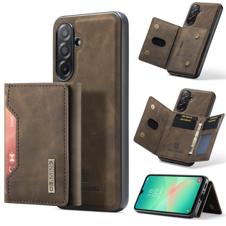 For Samsung Galaxy A26 5G DG.MING M2 Series 3-Fold Multi Card Bag + Magnetic Phone Case(Coffee) - Galaxy Phone Cases by DG.MING | Online Shopping UK | buy2fix