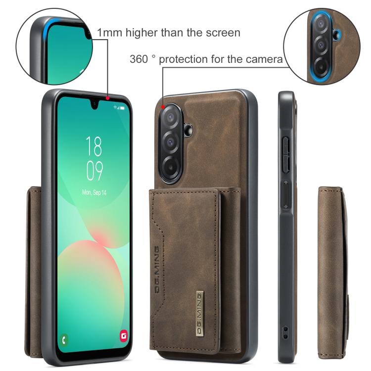 For Samsung Galaxy A26 5G DG.MING M2 Series 3-Fold Multi Card Bag + Magnetic Phone Case(Coffee) - Galaxy Phone Cases by DG.MING | Online Shopping UK | buy2fix