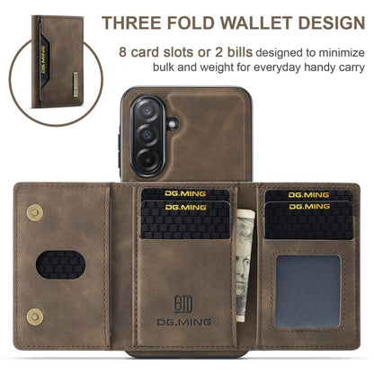 For Samsung Galaxy A26 5G DG.MING M2 Series 3-Fold Multi Card Bag + Magnetic Phone Case(Coffee) - Galaxy Phone Cases by DG.MING | Online Shopping UK | buy2fix