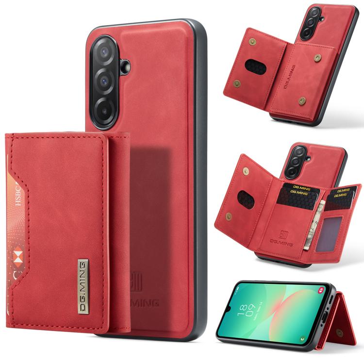 For Samsung Galaxy A26 5G DG.MING M2 Series 3-Fold Multi Card Bag + Magnetic Phone Case(Red) - Galaxy Phone Cases by DG.MING | Online Shopping UK | buy2fix