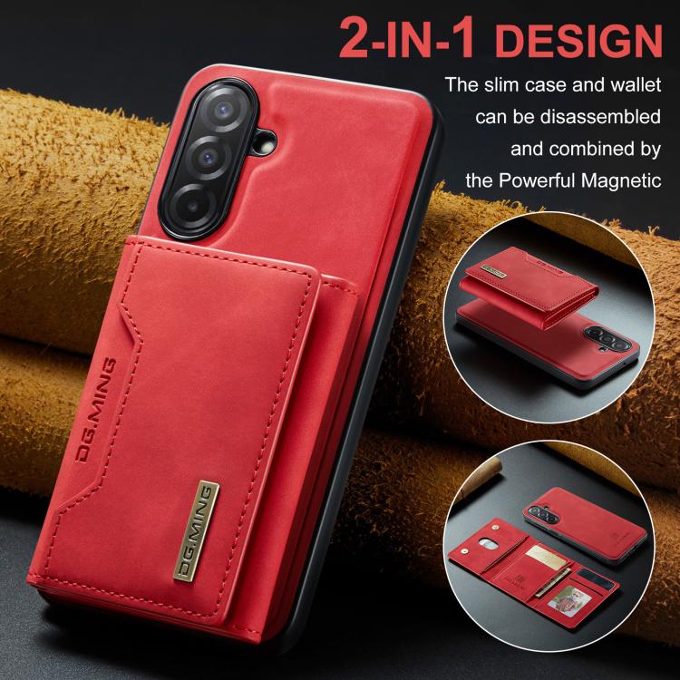 For Samsung Galaxy A26 5G DG.MING M2 Series 3-Fold Multi Card Bag + Magnetic Phone Case(Red) - Galaxy Phone Cases by DG.MING | Online Shopping UK | buy2fix