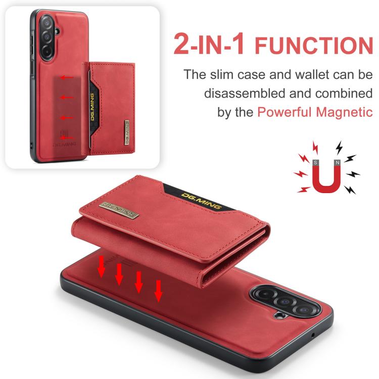 For Samsung Galaxy A26 5G DG.MING M2 Series 3-Fold Multi Card Bag + Magnetic Phone Case(Red) - Galaxy Phone Cases by DG.MING | Online Shopping UK | buy2fix
