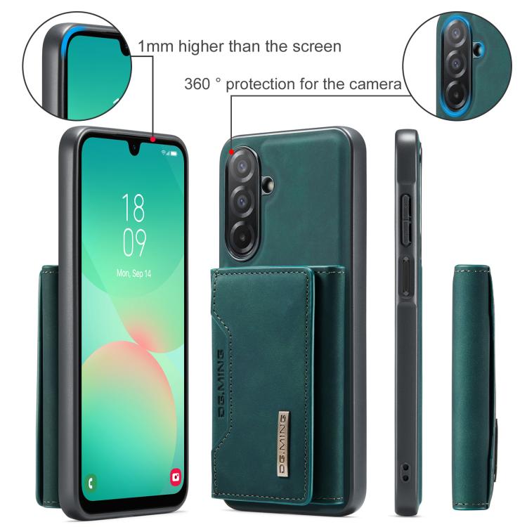 For Samsung Galaxy A26 5G DG.MING M2 Series 3-Fold Multi Card Bag + Magnetic Phone Case(Green) - Galaxy Phone Cases by DG.MING | Online Shopping UK | buy2fix