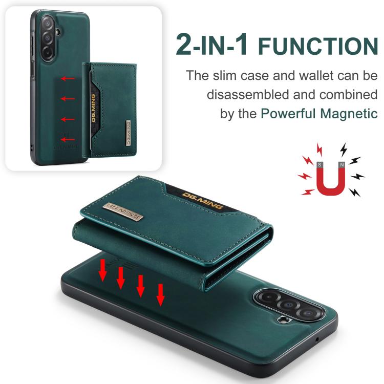 For Samsung Galaxy A26 5G DG.MING M2 Series 3-Fold Multi Card Bag + Magnetic Phone Case(Green) - Galaxy Phone Cases by DG.MING | Online Shopping UK | buy2fix