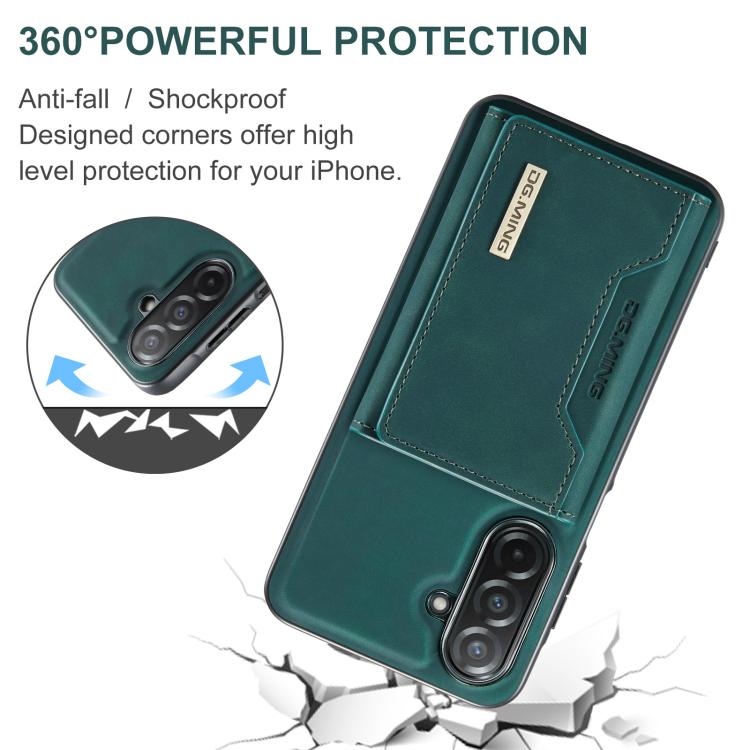 For Samsung Galaxy A26 5G DG.MING M2 Series 3-Fold Multi Card Bag + Magnetic Phone Case(Green) - Galaxy Phone Cases by DG.MING | Online Shopping UK | buy2fix