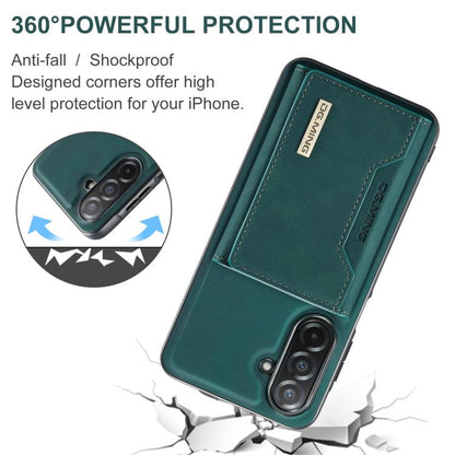 For Samsung Galaxy A26 5G DG.MING M2 Series 3-Fold Multi Card Bag + Magnetic Phone Case(Green) - Galaxy Phone Cases by DG.MING | Online Shopping UK | buy2fix