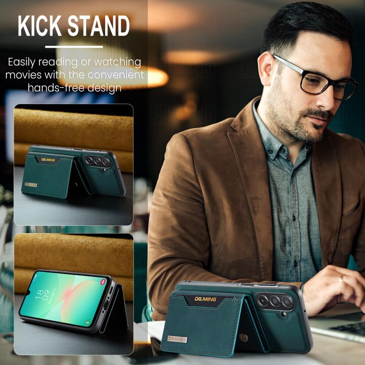 For Samsung Galaxy A26 5G DG.MING M2 Series 3-Fold Multi Card Bag + Magnetic Phone Case(Green) - Galaxy Phone Cases by DG.MING | Online Shopping UK | buy2fix