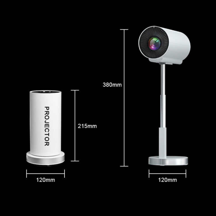 TS-3 1280x720P 260ANSI HiSilicon 352 Android 9.0 Telescopic Projector, US Plug(White) by buy2fix