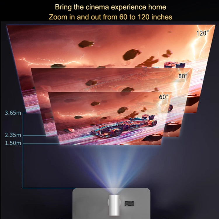 TS-3 1280x720P 260ANSI HiSilicon 352 Android 9.0 Telescopic Projector, US Plug(White) by buy2fix