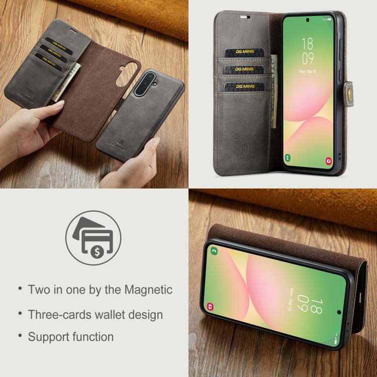 For Samsung Galaxy A56 5G DG.MING Crazy Horse Texture Detachable Magnetic Leather Case(Grey) - Galaxy Phone Cases by DG.MING | Online Shopping UK | buy2fix