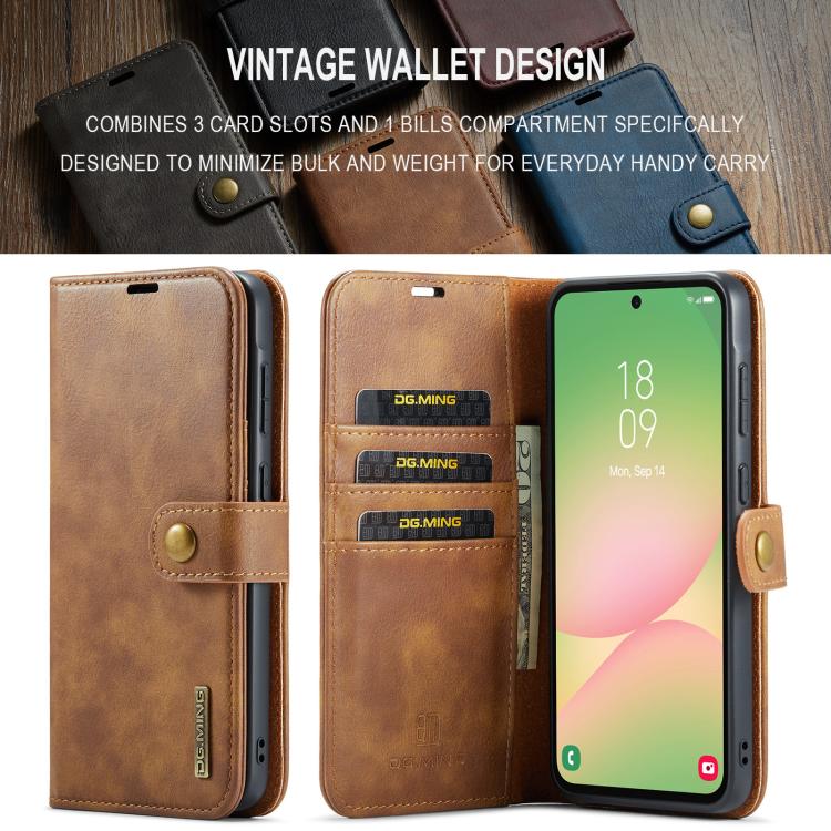 For Samsung Galaxy A56 5G DG.MING Crazy Horse Texture Detachable Magnetic Leather Case(Brown) - Galaxy Phone Cases by DG.MING | Online Shopping UK | buy2fix
