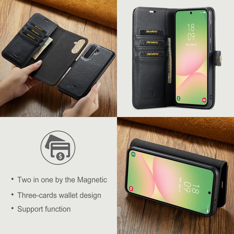 For Samsung Galaxy A56 5G DG.MING Crazy Horse Texture Detachable Magnetic Leather Case(Black) - Galaxy Phone Cases by DG.MING | Online Shopping UK | buy2fix