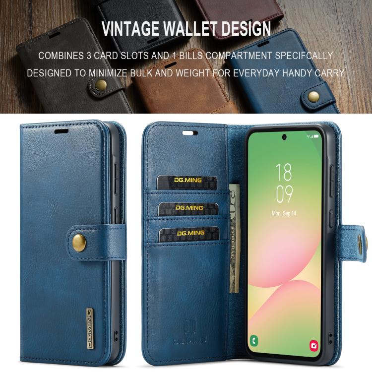For Samsung Galaxy A56 5G DG.MING Crazy Horse Texture Detachable Magnetic Leather Case(Blue) - Galaxy Phone Cases by DG.MING | Online Shopping UK | buy2fix