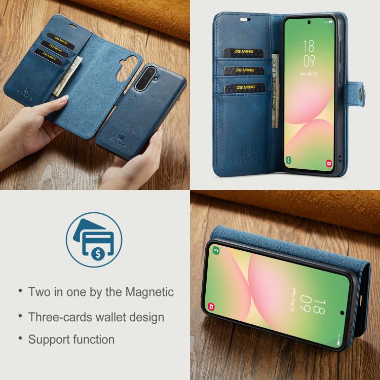For Samsung Galaxy A56 5G DG.MING Crazy Horse Texture Detachable Magnetic Leather Case(Blue) - Galaxy Phone Cases by DG.MING | Online Shopping UK | buy2fix