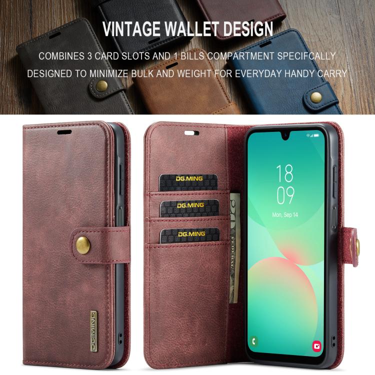 For Samsung Galaxy A26 5G DG.MING Crazy Horse Texture Detachable Magnetic Leather Case(Red) - Galaxy Phone Cases by DG.MING | Online Shopping UK | buy2fix