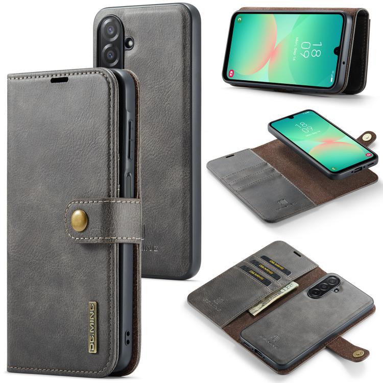 For Samsung Galaxy A26 5G DG.MING Crazy Horse Texture Detachable Magnetic Leather Case(Grey) - Galaxy Phone Cases by DG.MING | Online Shopping UK | buy2fix