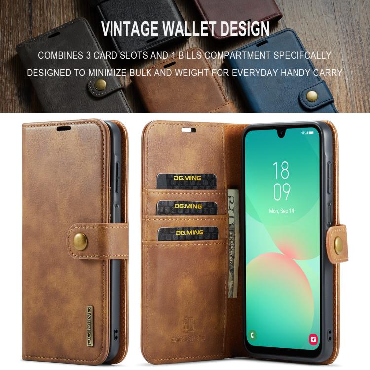 For Samsung Galaxy A26 5G DG.MING Crazy Horse Texture Detachable Magnetic Leather Case(Brown) - Galaxy Phone Cases by DG.MING | Online Shopping UK | buy2fix