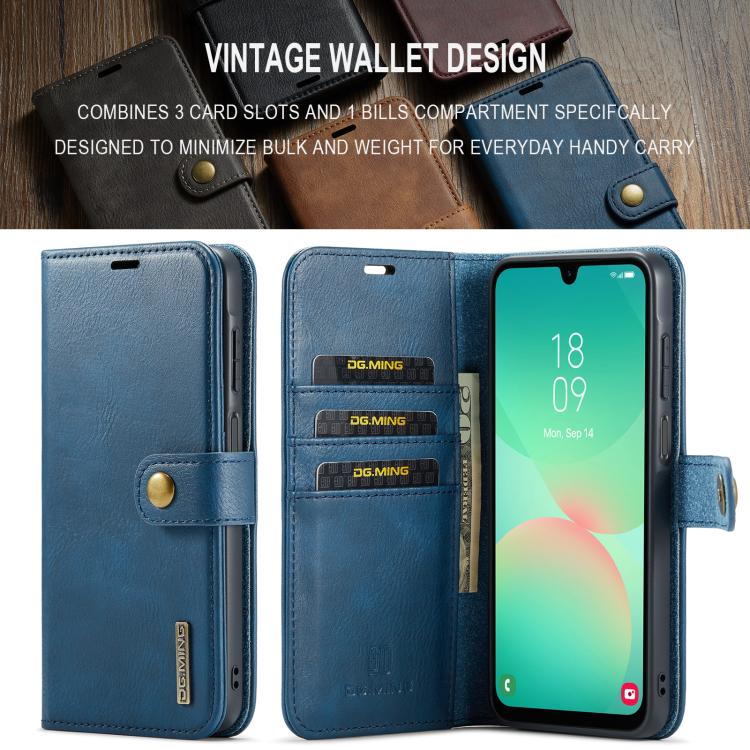 For Samsung Galaxy A26 5G DG.MING Crazy Horse Texture Detachable Magnetic Leather Case(Blue) - Galaxy Phone Cases by DG.MING | Online Shopping UK | buy2fix