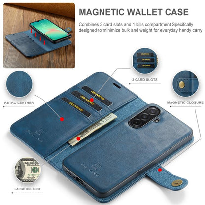 For Samsung Galaxy A26 5G DG.MING Crazy Horse Texture Detachable Magnetic Leather Case(Blue) - Galaxy Phone Cases by DG.MING | Online Shopping UK | buy2fix