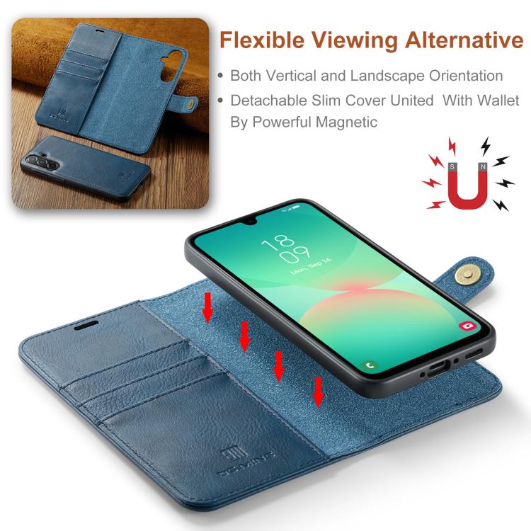 For Samsung Galaxy A26 5G DG.MING Crazy Horse Texture Detachable Magnetic Leather Case(Blue) - Galaxy Phone Cases by DG.MING | Online Shopping UK | buy2fix