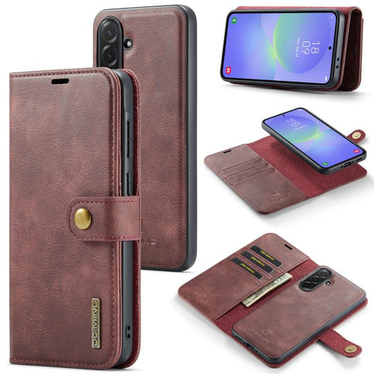 For Samsung Galaxy A37 5G DG.MING Crazy Horse Texture Detachable Magnetic Leather Case(Red)