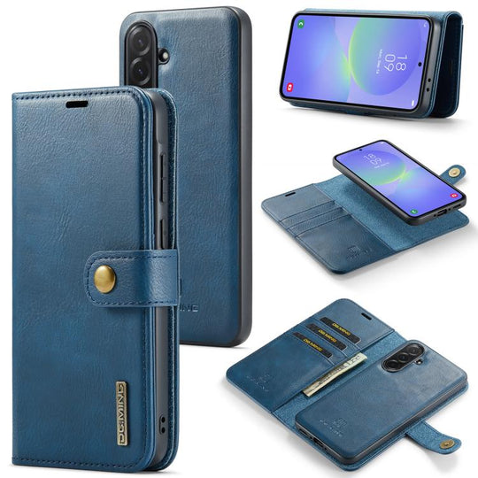 For Samsung Galaxy A37 5G DG.MING Crazy Horse Texture Detachable Magnetic Leather Case(Blue)