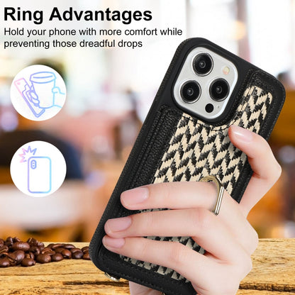 For iPhone 15 Pro Max Double Bckle Card Slot Full Coverage Phone Case with Cross-body Strap(Black) - iPhone 15 Pro Max Cases by buy2fix | Online Shopping UK | buy2fix