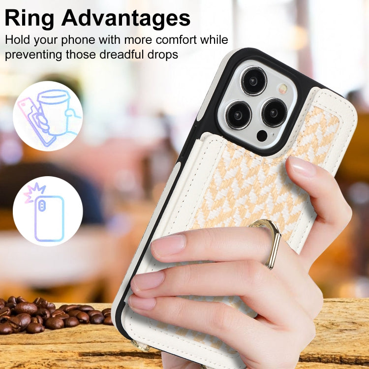 For iPhone 15 Pro Max Double Bckle Card Slot Full Coverage Phone Case with Cross-body Strap(White) - iPhone 15 Pro Max Cases by buy2fix | Online Shopping UK | buy2fix