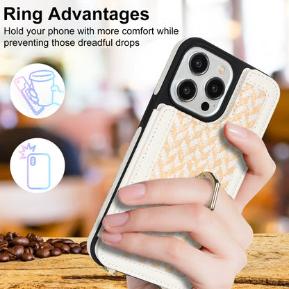 For iPhone 15 Pro Double Bckle Card Slot Full Coverage Phone Case with Cross-body Strap(White) - iPhone 15 Pro Cases by buy2fix | Online Shopping UK | buy2fix