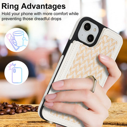 For iPhone 15 Double Bckle Card Slot Full Coverage Phone Case with Cross-body Strap(White) - iPhone 15 Cases by buy2fix | Online Shopping UK | buy2fix