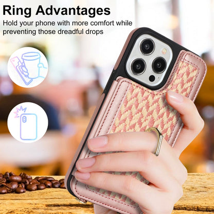For iPhone 14 Pro Max Double Bckle Card Slot Full Coverage Phone Case with Cross-body Strap(Rose Gold) - iPhone 14 Pro Max Cases by buy2fix | Online Shopping UK | buy2fix