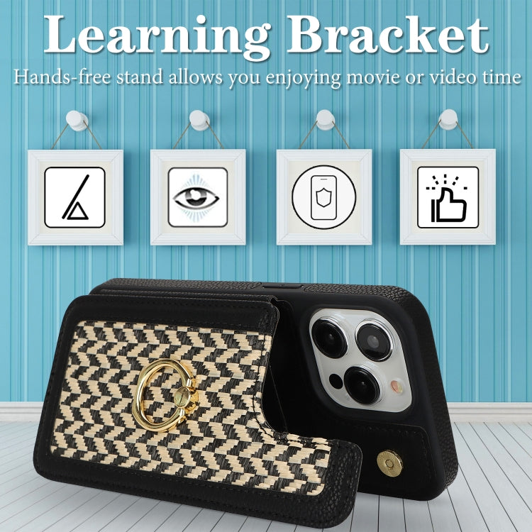 For iPhone 13 Pro Max Double Bckle Card Slot Full Coverage Phone Case with Cross-body Strap(Black) - iPhone 13 Pro Max Cases by buy2fix | Online Shopping UK | buy2fix