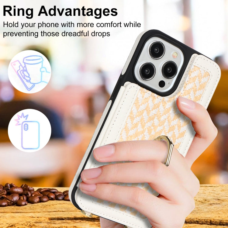 For iPhone 13 Pro Max Double Bckle Card Slot Full Coverage Phone Case with Cross-body Strap(White) - iPhone 13 Pro Max Cases by buy2fix | Online Shopping UK | buy2fix
